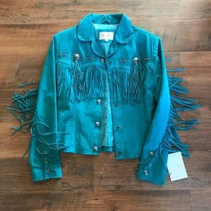 turquoise fringe jacket